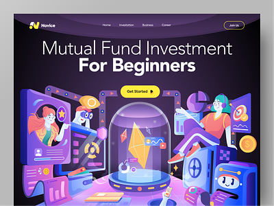 Novice - Investment Website banking design finance fintech flat funds header illustration invest investment ui vector web design
