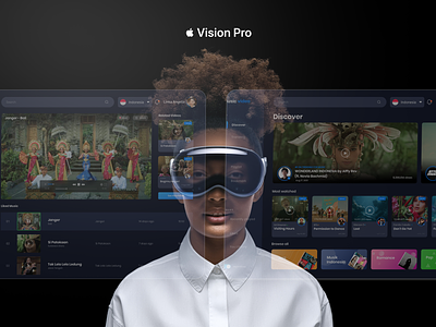 Apps Music Video - Apple Vision Pro app apple artist audio clean clean ui dark mode dashboard music music player song sound ui ui ux uidesign video visionpro web web design website