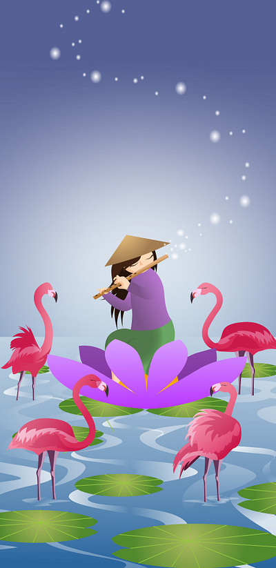 Seruling Peri book cover flamingos graphic design illustration vector wallpaper