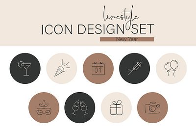 Icon Design Set New Year end year