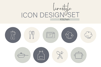 Icon Design Set Kitchen oven