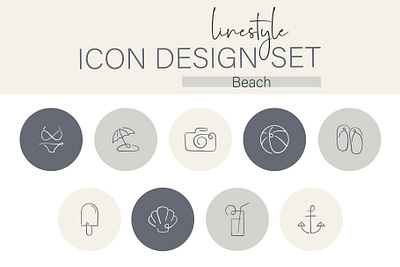 Icon Design Set Beach sea