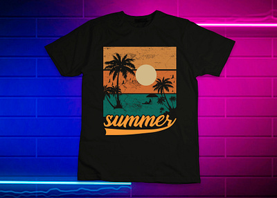 Summer T-shirt Design beach beach t shirt branding design graphic design illustration modern t shirt summer summer t shirt summer t shirt design t shirt design vector