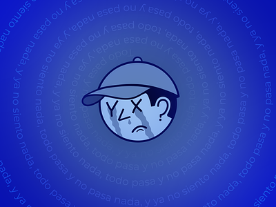 Yaxito Sad azul blue branding cartoon character design details face gradient illustration logo personaje ui