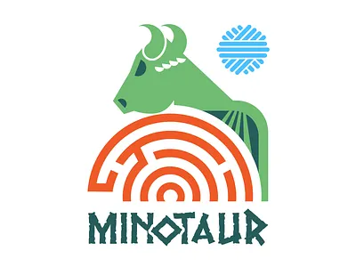 Greek Myth: Minotaur bull labyrinth logo maze minotaur theseus wool