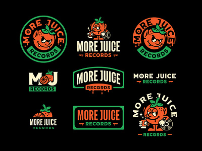 More Juice Records branding character food illustration logos