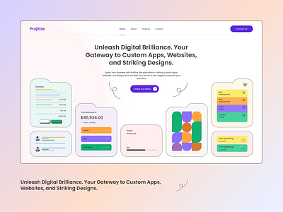 Projitize | Your best online solution agency app brand branding design hero section illustration illustrator landing page ui web web design web development