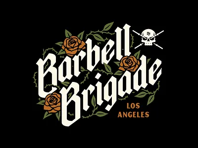 Barbell Brigade Roses illustration lettering rose skull