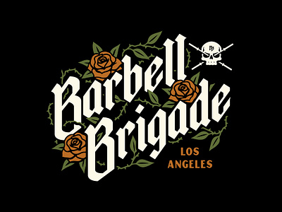 Barbell Brigade Roses illustration lettering rose skull