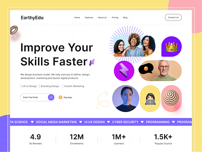 E-learning Platform - Landing Page ai branding company design agency digital education e learning earthycolor education graphic design modern mrinmoy office online course skill ui ux website