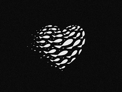 Love Shoal ✦ Logo branding collective complexity depth fish fishes group heart illustration intelligence logo logodesign logotype love ocean sea shoal social swarm symbol