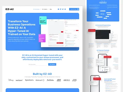 EZ-AI - SaaS Landing Page (Light Version) b2b business chart clean company dashboard design finance fintech management pricing product design saas startup tracking ui ui design uiux ux web