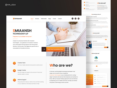 Landing page of IT company 3d colorcombination design figma itcompany landingpage papaiyaorange typography ui uiux ux vm uiux webpage website