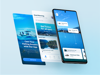 Fishing Mobile App design fish fishing sea ui uiux