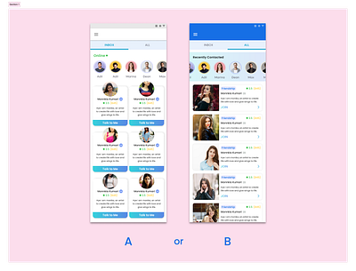 Dating App Design A /B Which you liked and why app design dating datingapp design figma graphic design illustration logo lovr mobile design ui