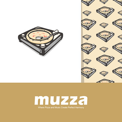 Muzza Logo art brand brand design branding company design dual meaning food graphic graphic design icon illustration logo logo design music symbol vector