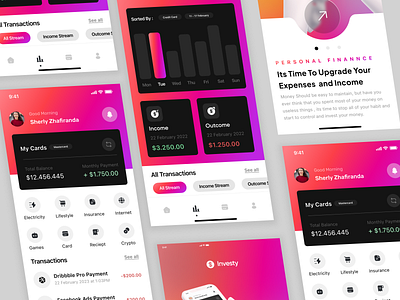 Investy card dashboard design finance invest money ui ux