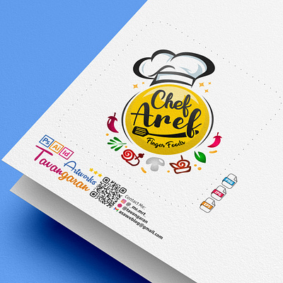 Chef Aref Finger Foods Logo chef cheflogo companylogo design fingerfood fingerfoodlogo food foodlogo illustration logo logodesign vector