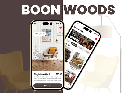 Boonwoods Furniture App 2023 3d animation app boonwooods branding design e commerce furniture graphic design illustration latest logo mobile mobileapp search typography ui ux vector