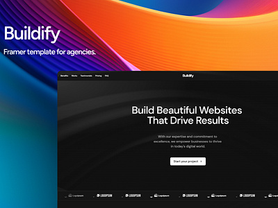 Buildify - Framer Template for Agencies agency template agency website black website dark template framer interactions framer template monochrome template saas template saas website uxui web design web development website design website template