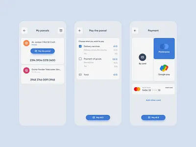 Delivery app: payment app cargo check out checkout delivery delivery app interface mobile packages parcel pay payment product design service shipment shipping tracking ui ux
