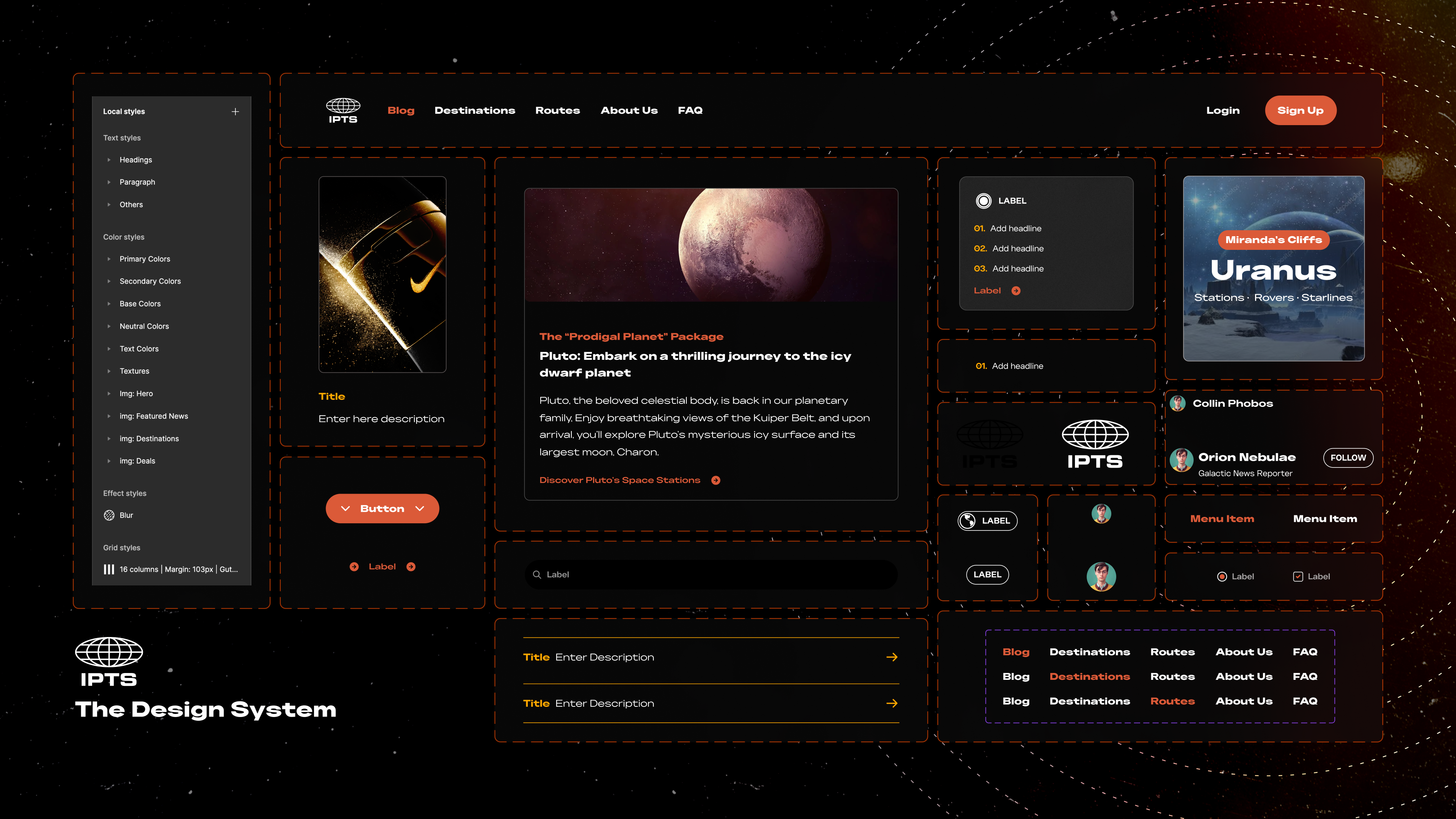 IPTS Design System Showcasing list of components.