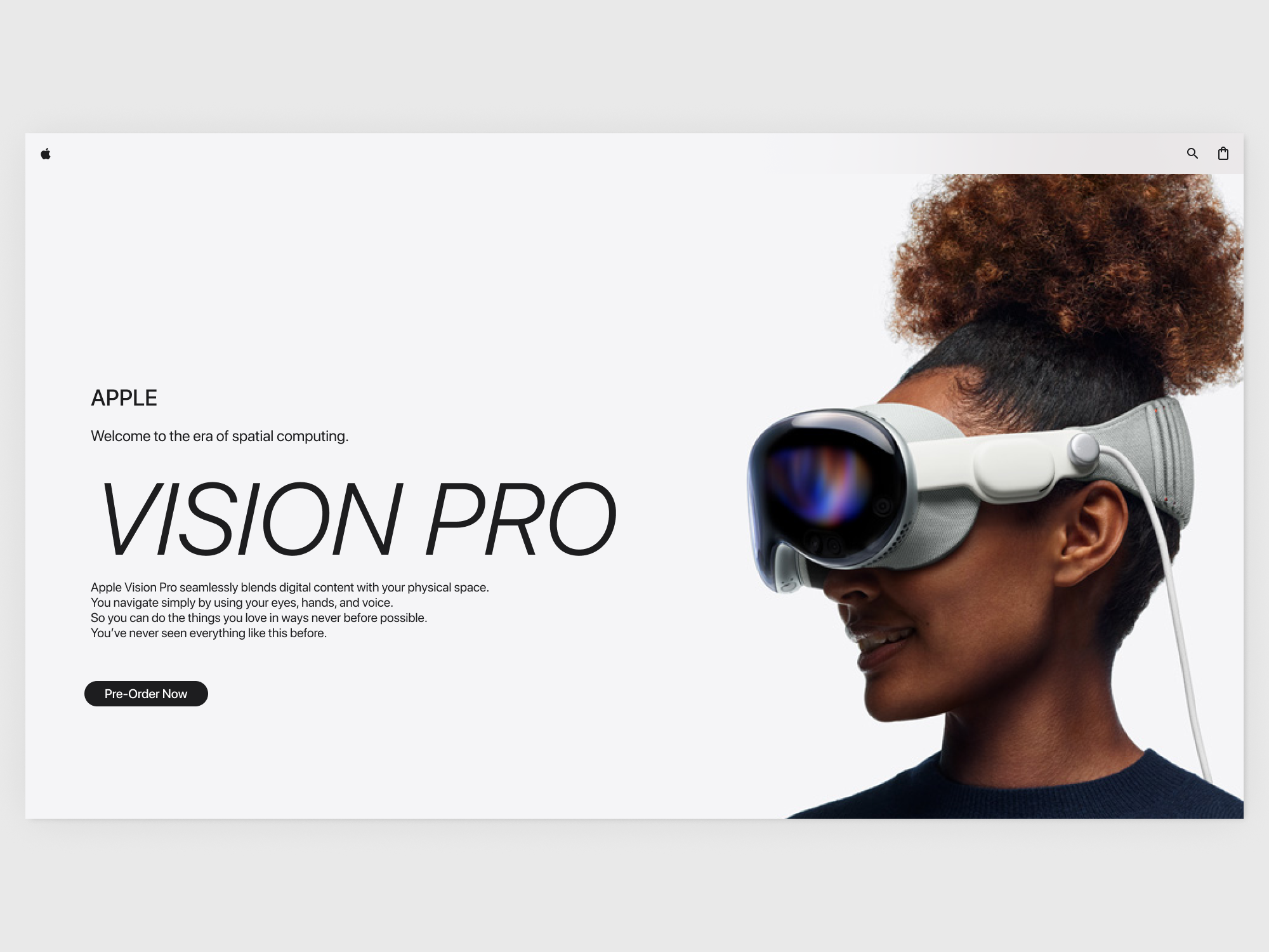 DailyUI_D75_Pre-Order apple branding daily ui design graphic design landing landing page pro ui vector vision vision pro