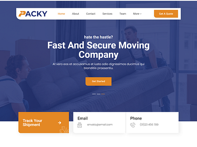 PACKY | Packers & Movers Service Elementor Template Kit branding business company courier crago delivery design design idea graphic design logistics logo mover pakers service shiping transport ui ux website