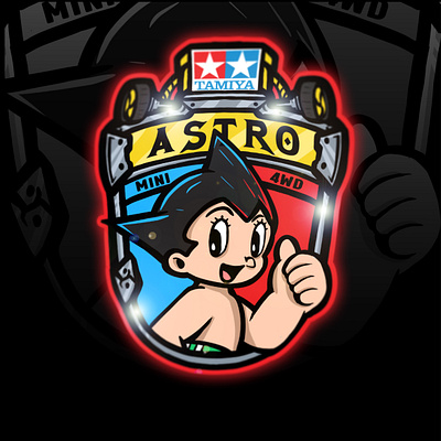 Astro Mini 4WD logo branding carton esport graphic design illustration logo vector