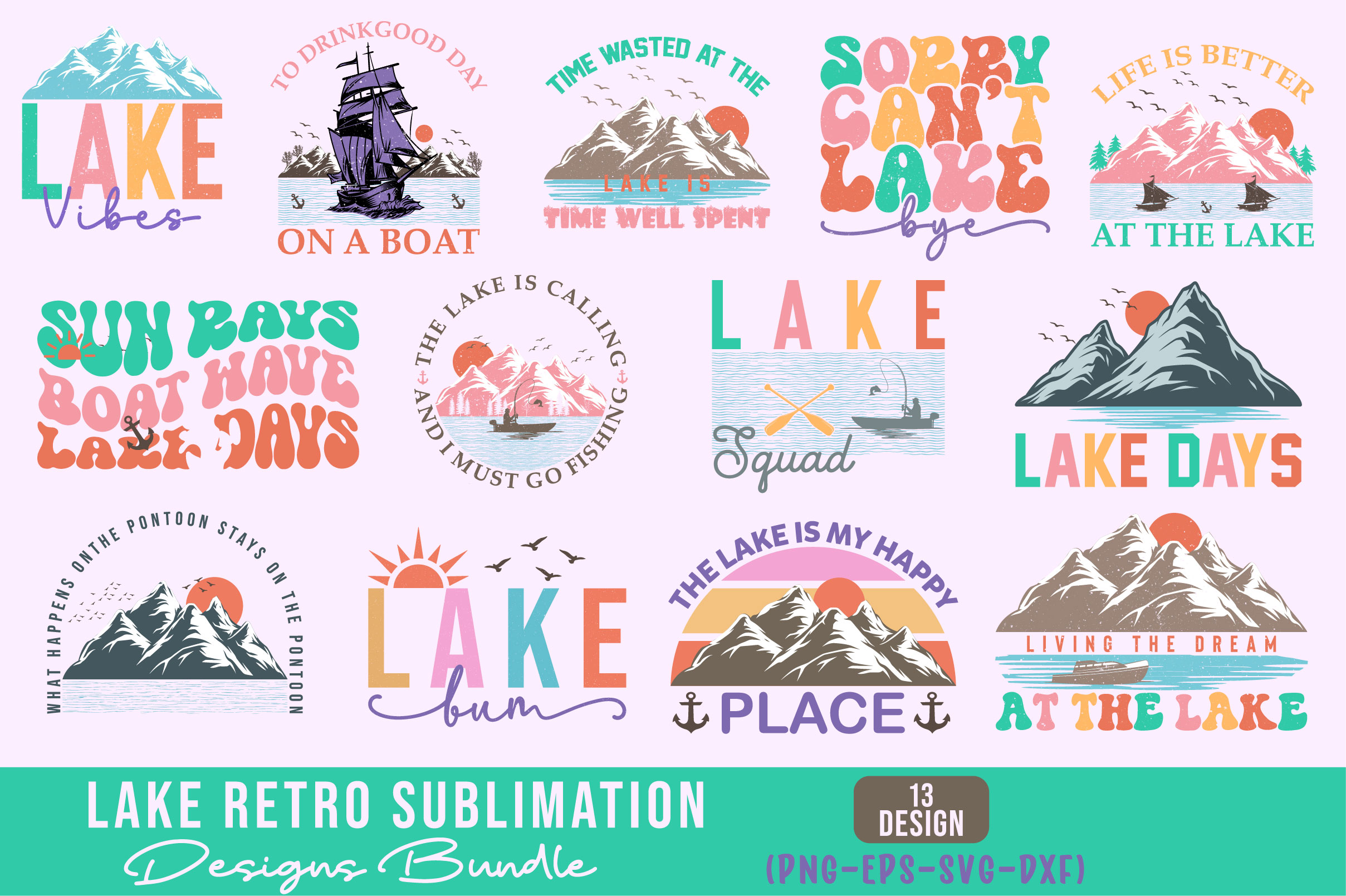 Lake Retro Design 3d animation app branding design graphic design illustration logo ui vector