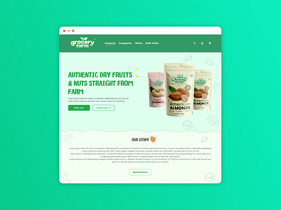 Landing page design of a dry fruits brand design dry fruits e commerce hero section ui uiux ux web website