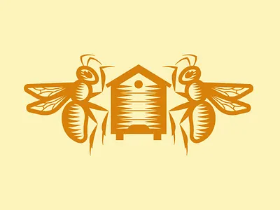 Bee sisters logo bee emblem graphic design heraldic honey illustration logo logotype mark symbol
