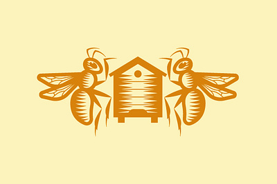 Bee sisters logo bee emblem graphic design heraldic honey illustration logo logotype mark symbol