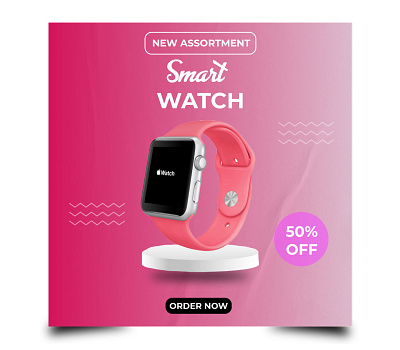 Pink Smart Watch Social Media Sale Instagram Post Design design graphic design handmadetype icon illustration illustrator instagram post social media post design typespire typography ux