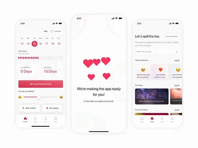 Period Tracker animation blog calendar design gif habit ios minimal mobile mobile design pink track tracker ui user interface ux