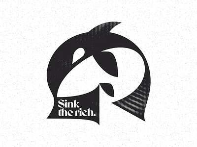 Sink the Rich adobe illustrator animal black and white design dolphin eat the rich gladys graphic design illustration killer whale logo minimalism monogram negative space orca typography whale