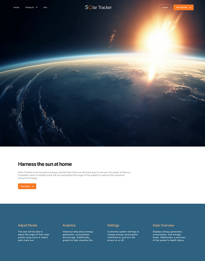 Solar Tracker Landing Page billy hammond ui designer landing page solar tracker solar tracker app ui ux