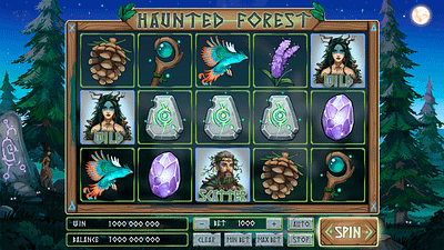 Haunted Forest UI 3d animation bonus bonusanimation casinogames casinoslot classicslot classicsymbols design graphic design illustration ui