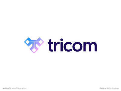 Tricom - logo design, branding, identity ai brand identity branding finance fintech hiring logo logo design logo designer logo mark logodesign logotype payroll staffing startup t logo tech technology top vision pro