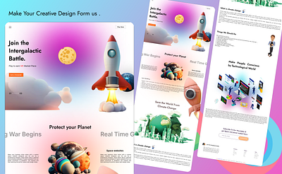A Space based Website Design 💥💥 3d animation branding design graphic design illustration logo motion graphics ui ux vector