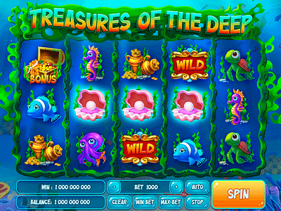 Treasures of the Deep UI 3d animation bonus bonusanimation casinogames casinoslot classicslot classicsymbols design graphic design illustration ui