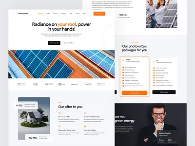 Photovoltaics - Landing Page agency app branding concept design desktop graphic design header hero illustration landing page minimal panel photovoltaics solar solar panel ui vector website website design