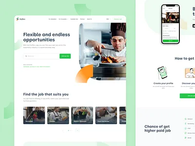 Staffers - Job Platform for Hospitality Industries clean design figma interface job listing job platform job portal job website minimal page staff ui user experience user interface ux web webdesign website
