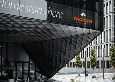 Factum Real Estate — Logo & Branding agency belgium branding building clean design f illustration logo minimal mockup monogram orange real estate typ typography vector wordmark