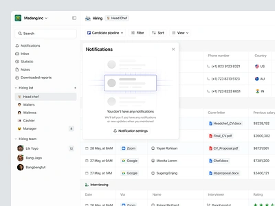 Yaoues - SaaS dashboard for hiring management admin app design dashboard design web designs website employee employment hiring hr management job live webpage product product design recruitment saas saas app saas dashboard saas design ui design ux design