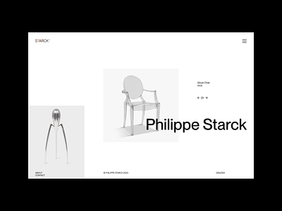 Philippe Starck landing page concept bold design furniture grid landing page logo minimal neue montreal simple starck swiss type ui website