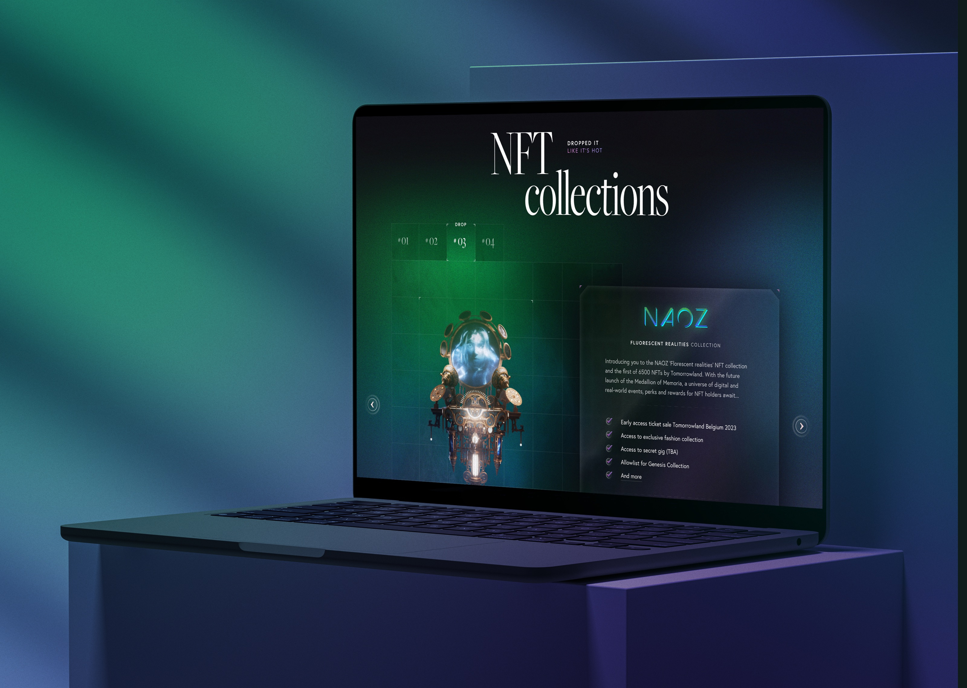 NFT Portal for an international festival agency belgium branding colors crypto design festival gradients graphic design homepage landing page metaverse mockup nft typograph ui ux web3 website