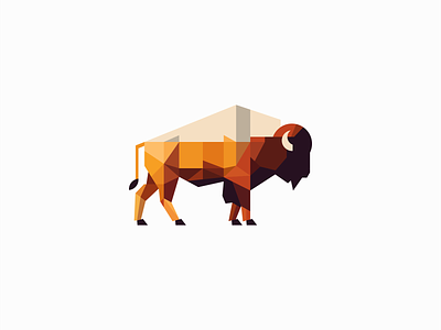 Geometric Bison Logo animal bison bovine branding brown buffalo design emblem geometric herd icon illustration logo low poly mark modern nature premium strong vector