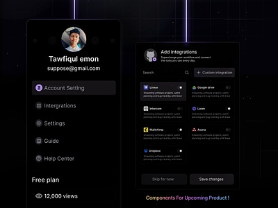 Ui Exploration On Upcoming SAAS Project components glow layer style product design saas saas app saas product style ui ui components