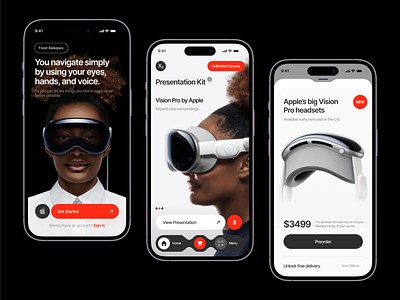 Vision Pro - Mobile App Concept app apple store apple vision pro ar augmented reality concept design glasses ios mobile ui ux virtual experience vision pro vr vrglasses